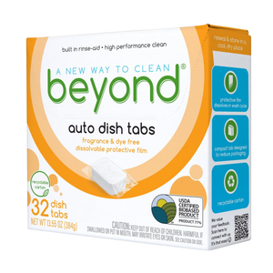 Beyond Auto Dishwasher Tablets [32 tablets]  Fragrance & Dye Free  Certified Biobased. Powerful. PlantBased Ingredients