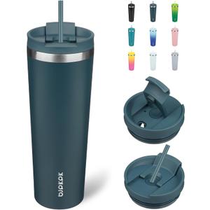BJPKPK 30oz Stainless Steel Insulated Tumbler With lid And Straw Travel Coffee Thermal Tumblers Cup For Women And Men,Navy Blue