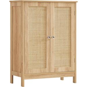 Iwell Storage Cabinet, Rattan Cabinet with Adjustable Shelf, for Living Room, Entryway, Kitchen, Home Office, Nature (Natural)