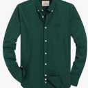 Alimens & Gentle Mens Solid Oxford Shirt Long Sleeve Dress Shirt Work Casual Button Down Shirts with Pocket, M