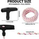 BOXOB 3pcs Gas Engine Handles & Pull Cord, 32ft High Strength Replacement Recoil Starter Rope Pull Cord Generator Recoil Starter Rope for Chainsaws, Lawn Mowers, Briggs & Stratton, Husqvarna, STIHL
