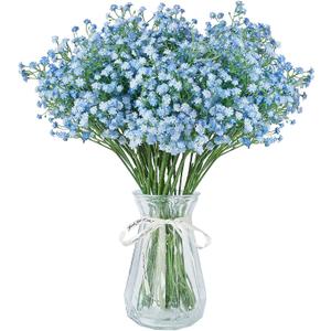Babys Breath Artificial Flowers,12 Pcs Gypsophila Real Touch Flowers for Wedding Party Home Garden Decoration Blue