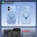 FNTCASE for iPhone 17 Case: [360 Spin Magnetic Stand] [Compatible with Magsafe] [Screen Protector] Translucent Matte Military Grade Shockproof Full Camera Protective Phone Cover - Light Blue