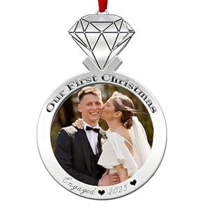 Engaged Ornament 2025 – Engagement Ring Christmas Ornament, Our First Christmas Engaged 2025 Gift for Couples, Holiday Tree Decoration, Romantic Engagement Celebration Decor