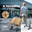 Folding Cart With Wheels Waterproof 88 lb, Phone Support & Elastic Ropes for Grocery Shopping – Grocery Cart On Wheels Foldable - Carts With Wheels For Groceries, Shopping Carts For Groceries Foldable