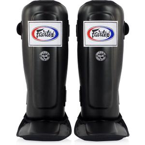 Fairtex SP3 Muay Thai Shin Guards for Men, Women, Kids | MMA Training, Kickboxing | Premium, Lightweight & Durable |Avoid shin splints During Training, Sparring (Large, Black)