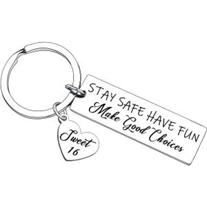 Aeiwjoi Sweet 16th Birthday Gifts for Women Funny 16th Keychain Gift for 16 Year Old Gifts for Daughter Sister New Driver Keychain Drive Safe Gift Custom Sweet Sixteen Jewelry
