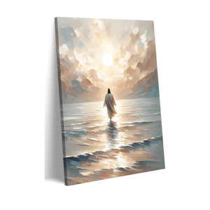 Jesus Walking on Water Canvas Wall Art Christian Bible Stories Wall Decor Pictures Modern Religious Posters Prints for Living Room Bedroom Church Home Decorations 12inx16in Ready to Hang