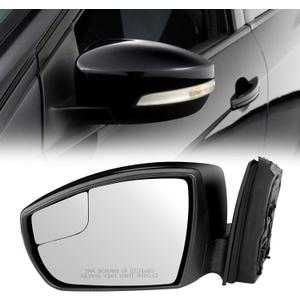 Left Driver Side Door Mirror Compatible with Ford Focus 2012 2013 2014 2015 2016 2017 2018, Rear View Mirror with 5Pins, Electric Adjustment and Turn Signal (Black)