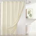 downluxe Linen Texture 3 in 1 Farmhouse Shower Curtain Set with Tassel, Boho Fabric Shower Curtains for Bathroom, Cream, 72W x 78L