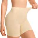 Nebility Slip Shorts for Under Dresses Women Shapewear Tummy Control Body Shaper Mid-Waist Under Dress Shorts (Large, Beige)
