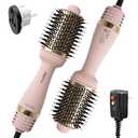 LUXEE 5-in-1 Volumizing Blow Dryer Brush | One-Step Hair Dryer & Styler Volumizer | Dual Voltage Travel Hot Air Brush with Oval Barrel & Negative Ion | Straightener & Curler Blowout Brush (US/UK/EU)