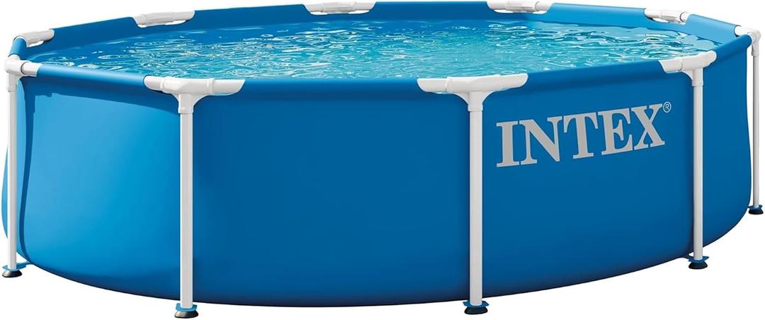INTEX Metal Frame 10 ft x 30 in Above Ground Pool Set, Round Swimming Pool with Steel Frame, 330 GPH Cartridge Filter Pump, and Type H Filter Cartridge