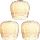 3 Pack 6.1 Inch Clear Seeded Glass Lamp Shade Pendant Ceiling Chandelier Wall Sconce Light Replacement Oval Painting Glass Shade Fixture Over Sink Kitchen Island