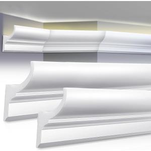 Pushglossy 16 Pcs 47.24(Total 63 Ft) Ceiling Crown Molding with LED Duct Kit for Seamless Ambient Accent Lighting Waterproof Channel for Easy LED Trim Moulding Strip Installation