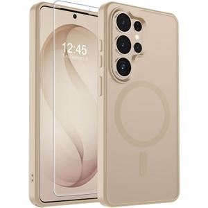 SUPFINE Magnetic for Samsung Galaxy S26 Ultra Case with Screen Protector, (Built-in Magnets) (Military Grade Drop Protection) Slim Translucent Shockproof Phone Case, Gold