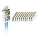 VCE 50-Pack UL Listed Cat6 RJ45 Pass Through Connector, 10Gbps Shielded Ethernet Modular Plugs, Gold Plated 8P8C Ends for 23-26AWG Solid or Stranded STP Network Cable Support PoE, Copper Interference
