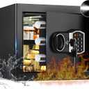 1.3 Cub Small Fireproof Safe for Home, Security Anti-Theft Fire Proof Safe Box with Spare Keys, Programmable Keypad and Alarm System, Digital Fireproof and Waterproof Safes for Document Money Medicine