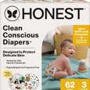 The Honest Company Comfort Dry Disposable Daytime Diapers for Sensitive Skin, Hypoallergenic, Fragrance-Free, Fall '25 Seasonal Prints, Club Box, Size 3 (16-28 lbs), 62 Count