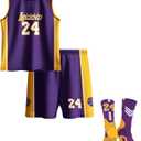 Kids Basketball Jerseys #24 Mesh Sleeveless Tank Top Shorts Socks for Boys Girls 3PC Athletic Training Uniforms,130, M