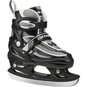 Lake Placid Summit Adjustable Youth Ice Skates (Small Junior/10 13, Black/White/Grey)