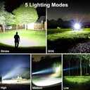 Persacom Rechargeable Flashlight 100,000 Lumen - USB Fast Charging, Power Display, 5 Modes, Tactical Zoom, Ideal for Camping and Hiking