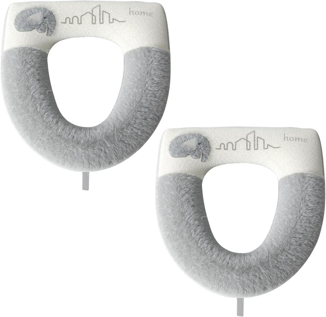 2 Pieces Plush Thickened Toilet Seat Cushion, Washable, Reusable, Soft, Skin Friendly, Warm and Comfortable Universal Toilet Seat Cushion.