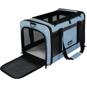 Cat Carrier 18 x 11 x 11 Top Loading Soft-Sided Pet Travel Bag Over 15lbs, Portable Small Dog Puppy Car Crate 10 lbs, Chihuahua Kennel Carry Case, Kitty Cloth Cage Medium Cat Under 25 Blue
