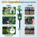 2 Packs Motion Activated Deer Repellent with Water Sprinkler, Solar Powered Cat Repellent Outdoor, IP65 Waterproof Deer Repellent Devices with Flashing Light, Deter Dogs Skunks Raccoons from Garden