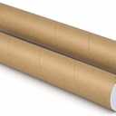 2-Pack 3 x 24 in Kraft Mailing Tubes with End Caps for Posters & Documents