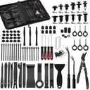 YYAYYA 330pcs Car Trim Removal Tool Set - Auto Upholstery Pry Kit with Clip Pliers, 120 Retainer Clips, Stereo Keys, Hooks. POM Plastic Dashboard Door Panel Fastener Remover (330Pcs-BLACK)