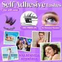 2 x No Glue Needed Lashes, Self Adhesive Eyelashes, DIY Lash Eyelash Extensions Kit 1014mm,100pcs Fluffy D Curl Soft Natural Lashes with TweezersFake Cat Eye Wispy Individual Clusters NG51-4