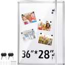 Ctosree 36"x28" Lockable Enclosed Bulletin Cork Board, Outdoor Display Case with Glass Door Weather Resistant Notice Board with Aluminum Frame for Office School Hospital Community, 9xA4(White)