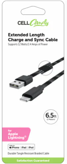 CCY 6.5Ft Braided MFI Black