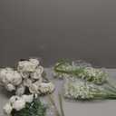 HyeFlora 35 PCS Artificial White Roses with 15 PCS Fake Baby Breath Realistic Fake Flowers Bouquet with Stem for DIY Wedding Party Home Decoration Vase Tables Centerpieces Arrangements Gift for Her