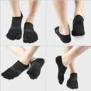 VWELL No Show Toe Socks for Men Women COOLMAX Five Finger Socks Athletic Running Ankle Low Cut 5 Toe Socks (3Pairs) (Black)