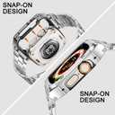 BAITEYOU Stainless Steel Watch Band with Case Compatible with Apple Watch Ultra 3 2 1 band (49mm), Rugged Strap with Metal Protective Bumper Cover for iWatch Bands Men (Silver)