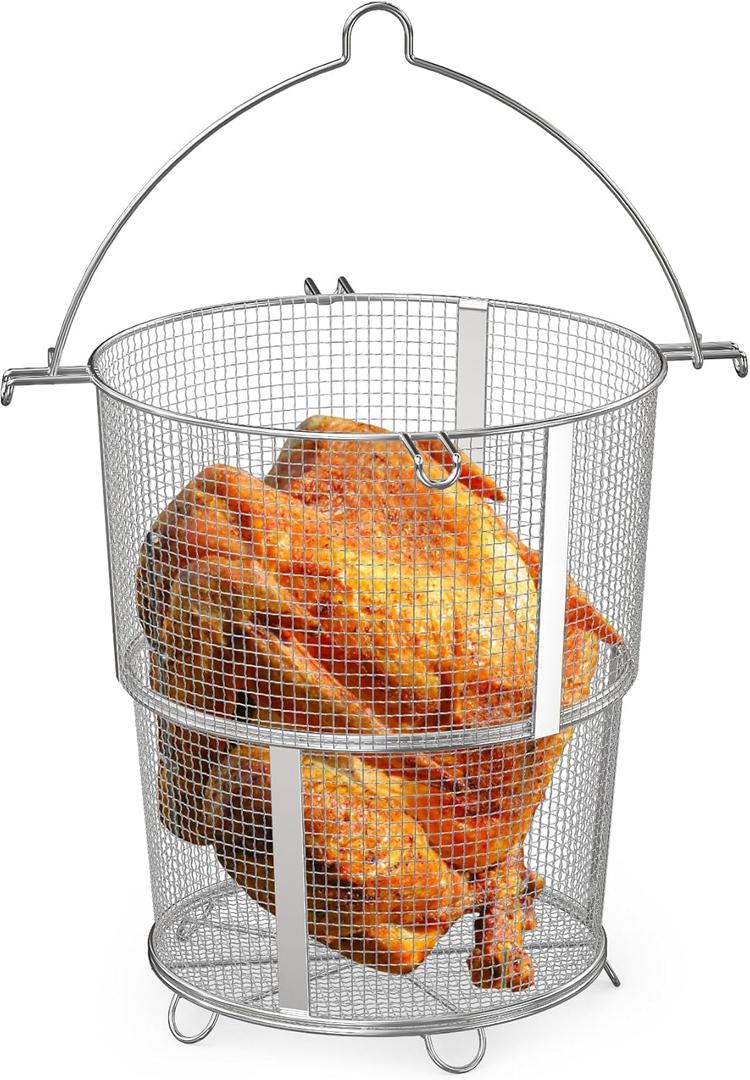 Onlyfire Turkey Fryer Roaster Basket, Detachable Foldable Deep Turkey Fryer Basket for Char-Broil Big Easy Oil-less Turkey Fryer 17102065, 14101480 and Turkey Deep Fryer Pot