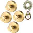 Guojanfon Gold Wreath-Hanger, Strong Stainless Steel Suction-Cup-Wreath-Hooks, 4 Pack Wreath-Door-Hanger Fall Halloween Christmas Decorations, Welcome Sign for Front Door Indoor Outdoor (4 Gold, 4)