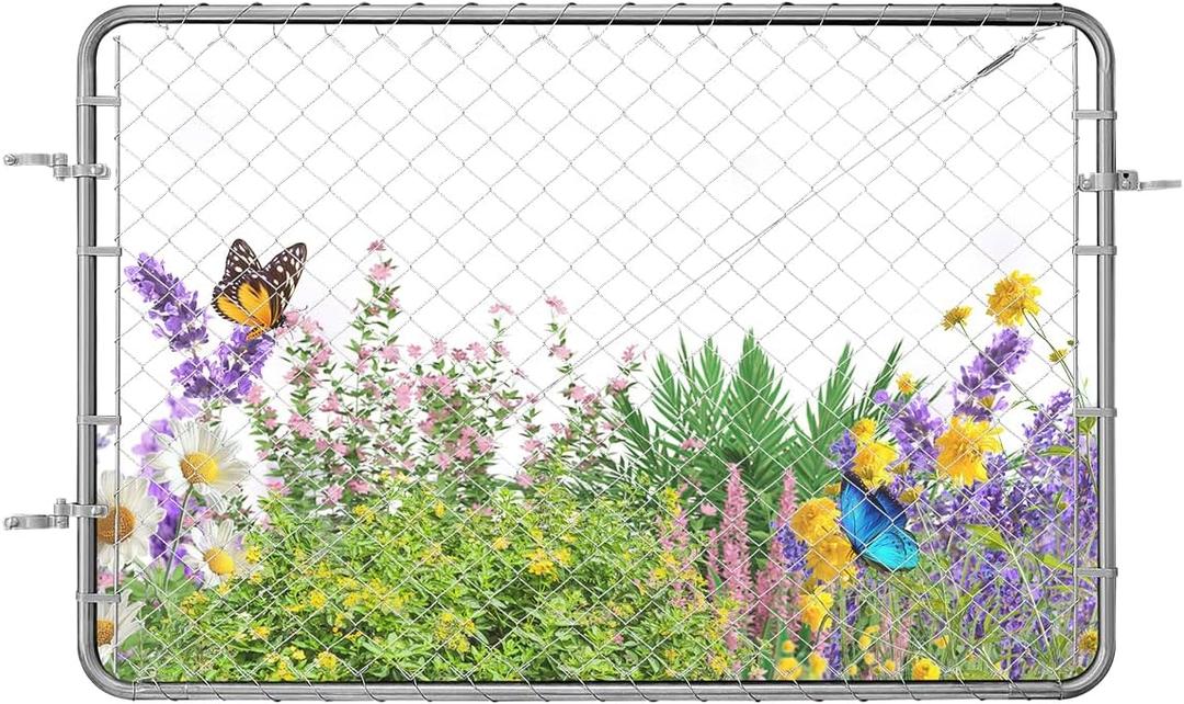 VEVOR Chain Link Fence Gate, 72 x 48 in, Adjustable Chain Link Fence Panel, Fit 2.2-6 ft (W) x 6 ft (H) Garden Fence Gate Opening, Rust-Resistant Galvanized Fencing Gate for Farm, Posts Not Included (Silver)