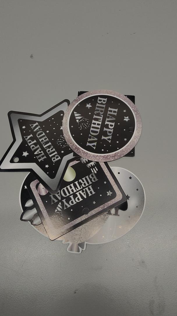 Happy Birthday Tags Black and Silver