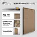 DEZ FURNISHINGS Cordless 1.5" Blackout Cellular Shade, Energy Saver, 36" W x 64" H, Latte