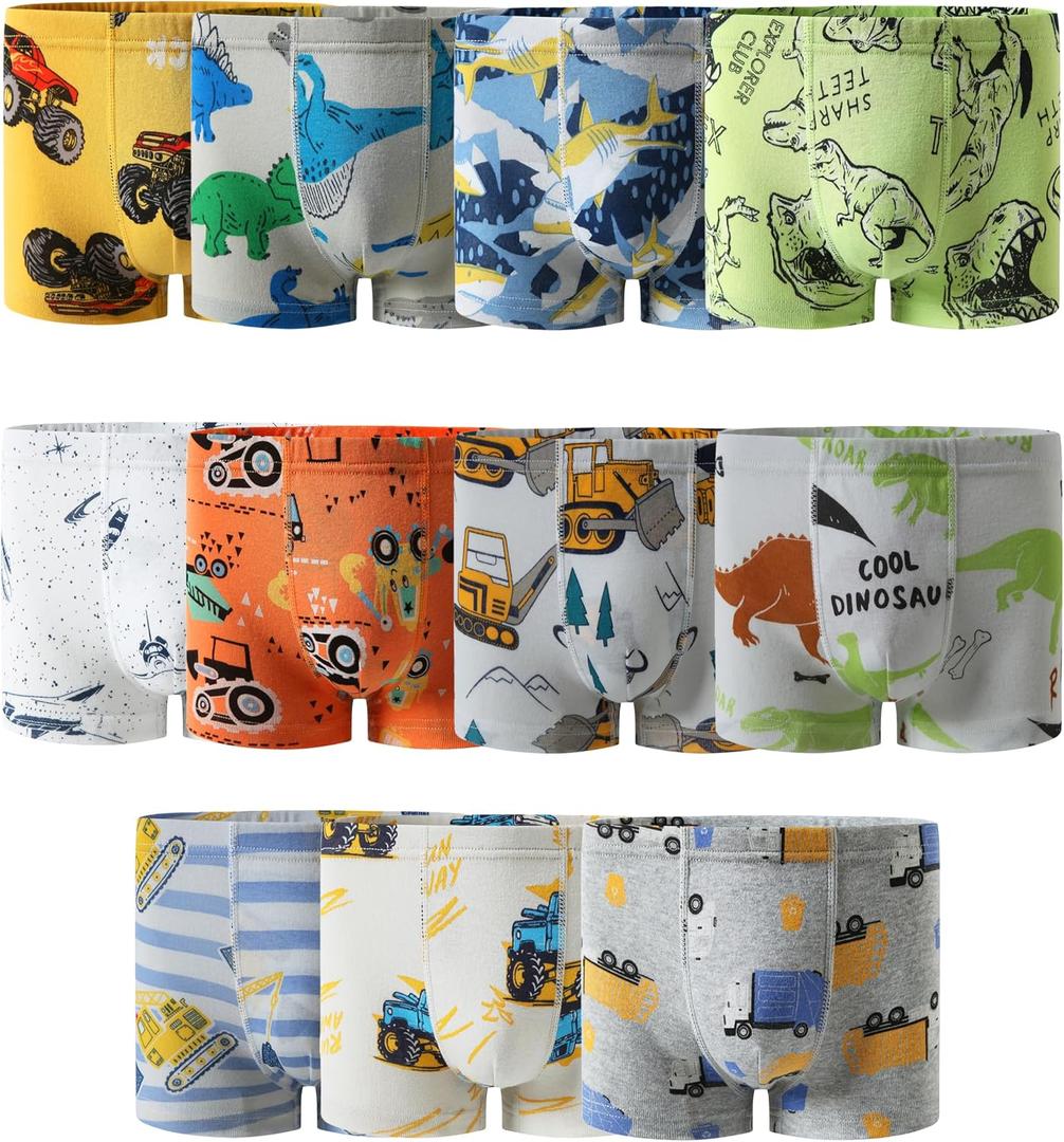 Boboking Boys Soft Boxer Briefs Dinosaur Shark Toddler Kids Underwear 12Years