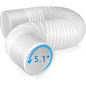 Air Conditioner Exhaust Vent Hose  5.1" Diameter, 80" Length, Universal CounterClockwise Thread Air Vent Compatible with Honeywell, Whynter, Frigidaire, LG, Delonghi Toshiba, Delonghi, JHS