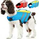 Kuoser Dog Life Jacket, High Flotation Dog Life Vest for Swimming & Boating, Adjustable Dogs Swim Vest with Rescue Handle, Reflective High Visibility Lifejacket, Ocean Blue, XL (Chest Girth:25.9-33.4'')