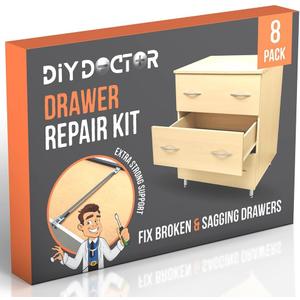 8 Pack Drawer Doctor Kit - Mend Broken Buckled Draw - Drawer Strengthener Supports - Fix A Drawer Repair Kit - Drawer Bottom Sagging Repair - Kitchen Drawer Front Fixing Brackets (8x Drawer Kit)