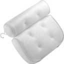 GALPADA Bathtub Head Support Pillow with 6 Non-Slip Suction Cups, 3D Mesh Bath Neck Cushion for Spa and Soaking Tub, White Bath Pillow for Home Bathroom Relaxation