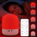 670nm Red Light for Sleep, 100% Blue Light Blocking, 360 Red Night Light Lamp with Remote & Touch Control, Dimmable, 4 Timers, Melatonin Promoting Natural Sleep Aid for Bedside Bedroom, Baby Nursery