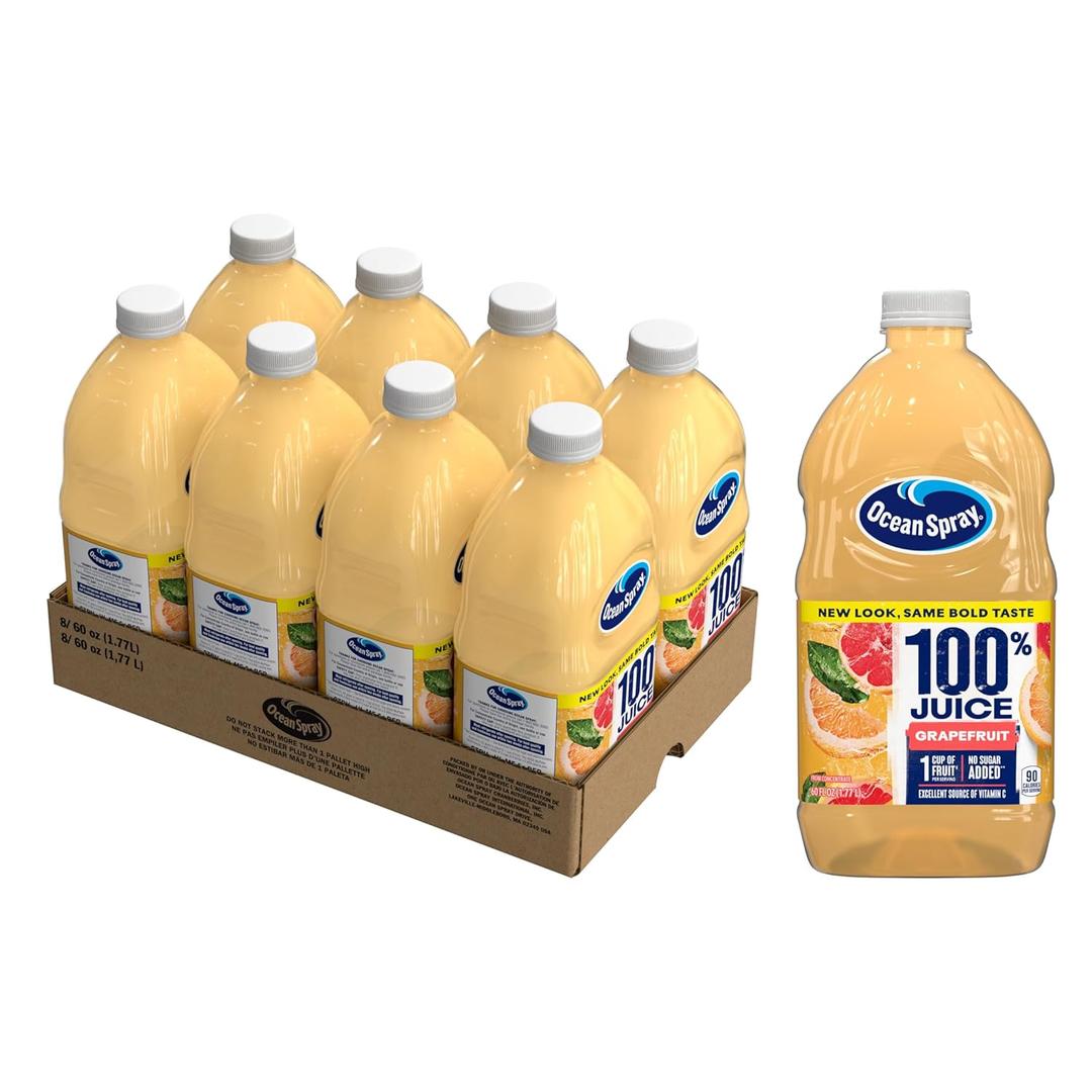 Ocean Spray Juice, 100% Grapefruit, 60 Ounce (Pack of 8) (EXP 08/12/26)