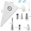 Reusable Cotton Piping Bags and Tips Set- GleeAnt Frosting Piping Kit for Baking 6pcs Large Stainless Icing Tips for Cake Decorating- 16inch Pastry Bags,Coupler I Professional Cupcake Kit (11)